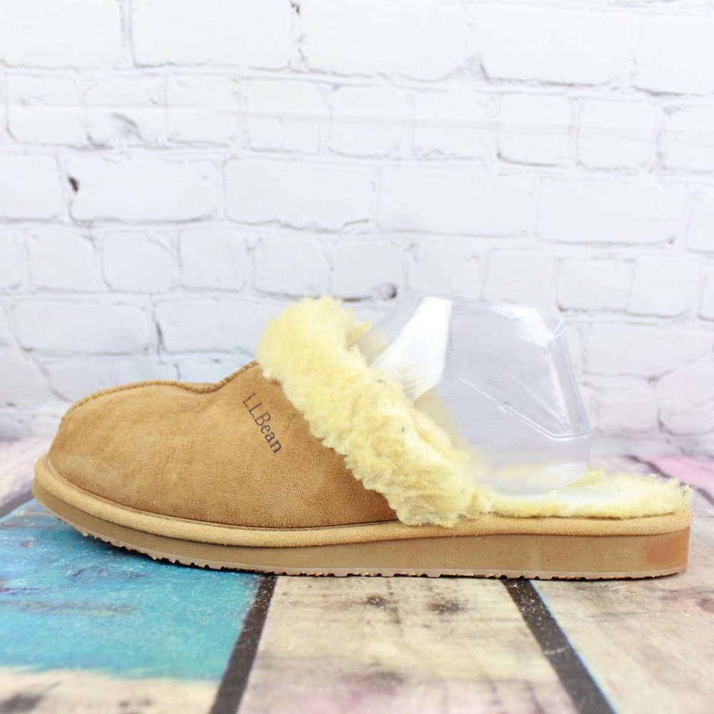 LL BEAN Shearling Lined Slide On Slippers 11 M - Picture 1 of 9